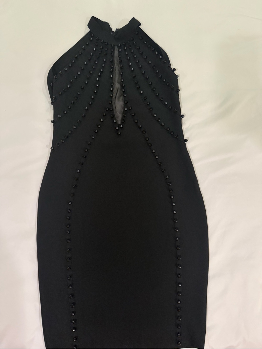 NWT VENUS Black Pearl Bandage Halter Dress L